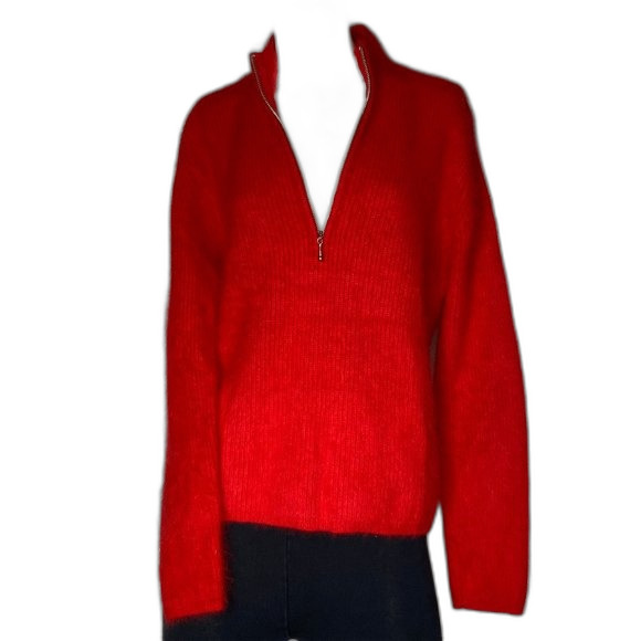 Rafaella Angora Rabbit Fur Lambswool Red Sweater Medium EUC! - Picture 9 of 9